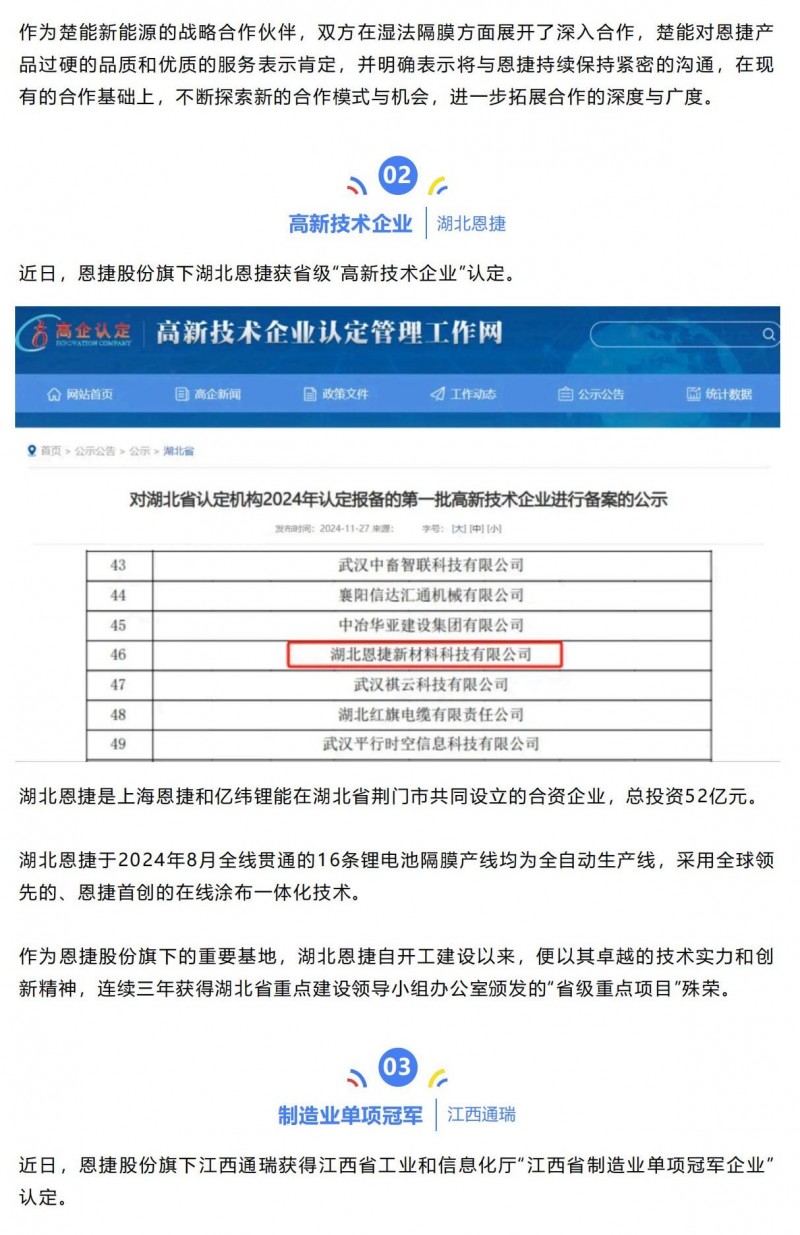 【會(huì)員動(dòng)態(tài)】卓越伙伴、高新認(rèn)定、單項(xiàng)冠軍、四星上云！恩捷股份旗下基地又一撥捷報(bào)_01